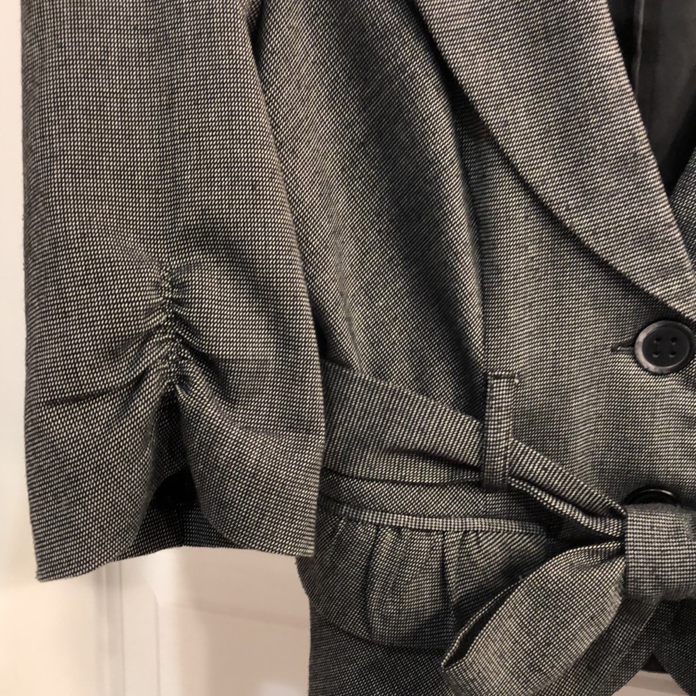 My Michelle - Black-Textured, Belted, Crop Blazer - Picture 5 of 7